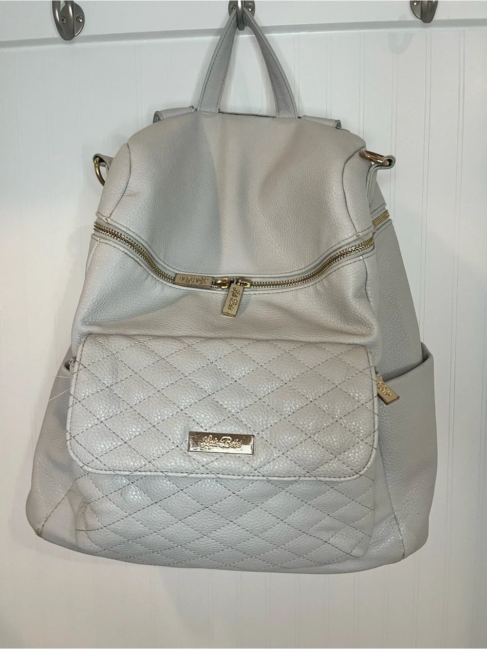 Luli Bebe Light Gray Quilted Baby Bag Backpack